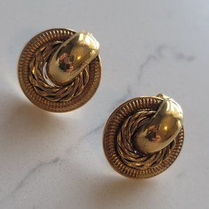 Womens Estate Vintage Earrings Knotted Gold Plated